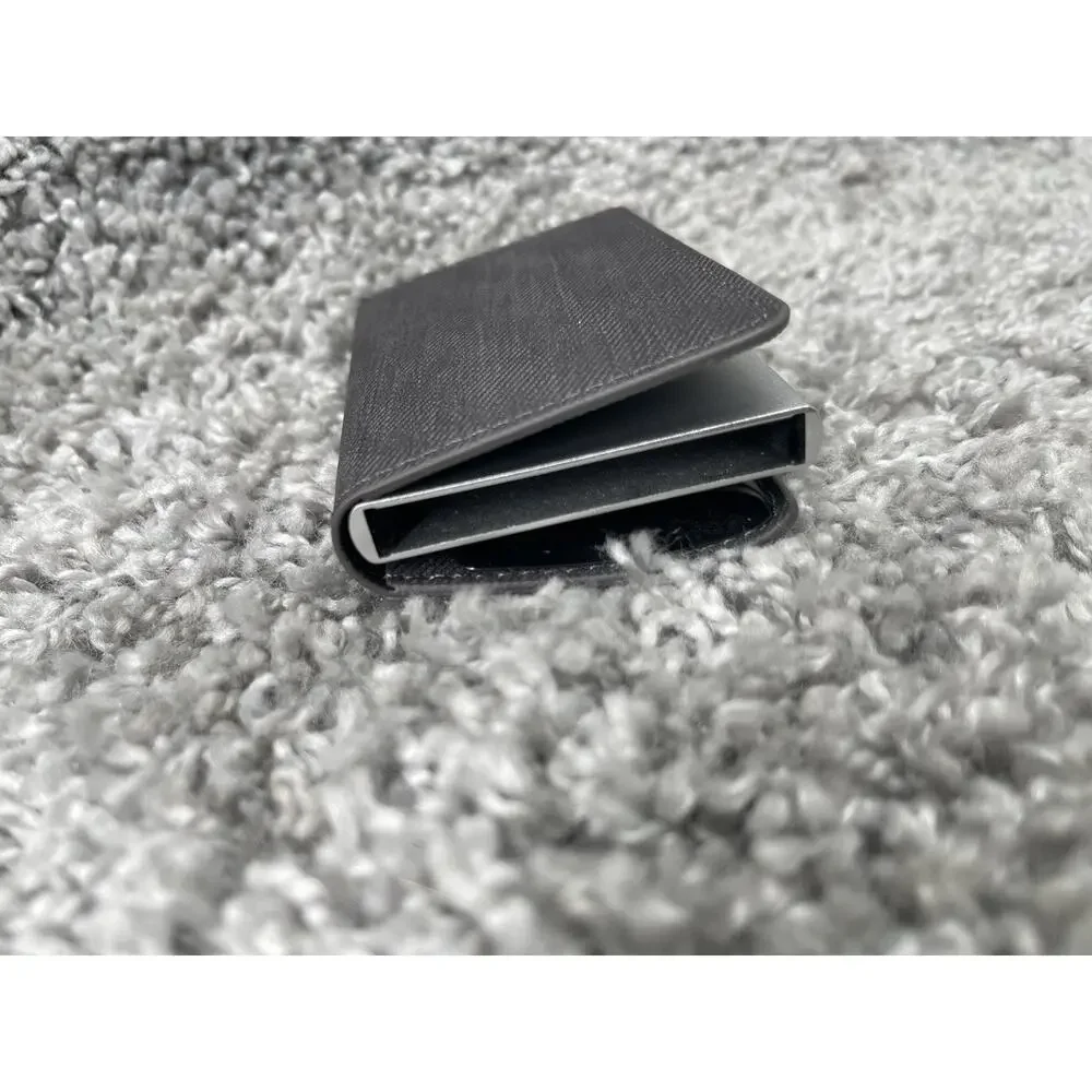 Dark Grey Trifold Leather Wallet Men’s Accessory